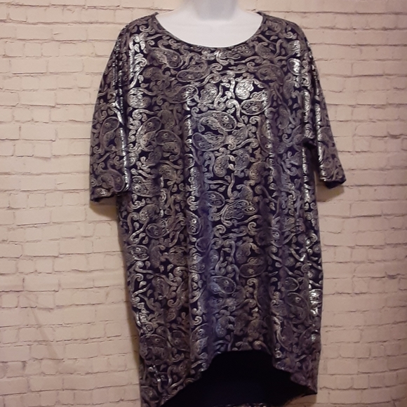 LuLaRoe Top - Large - Blue Silver - BB - Picture 1 of 3